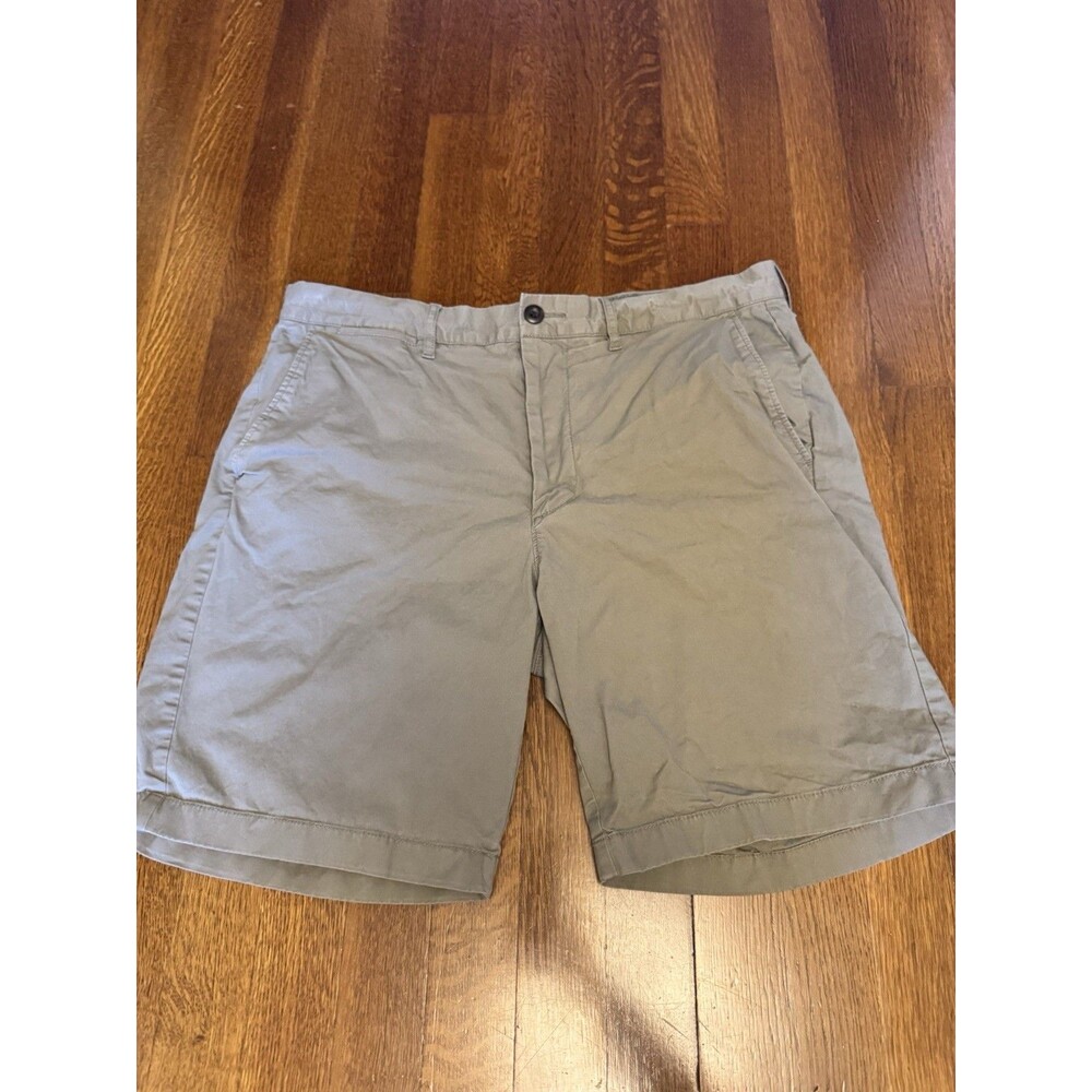 J.CREW Men's Gray Khaki Chino Shorts Cotton Stretch Flat Front Sz 34 9" Inseam